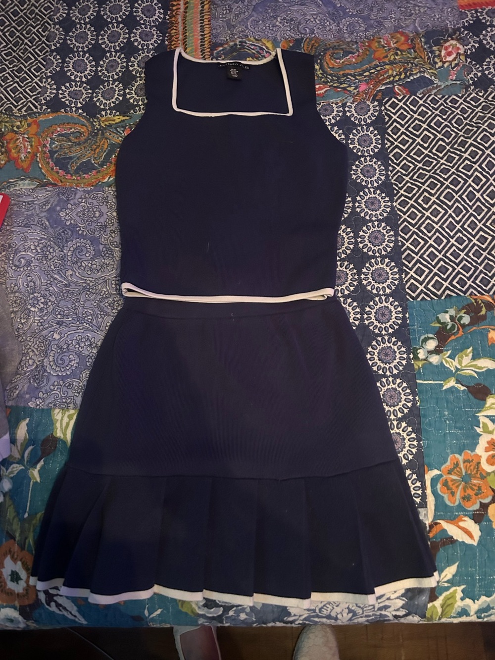 Sincerely Jules Navy Dress with White Trim